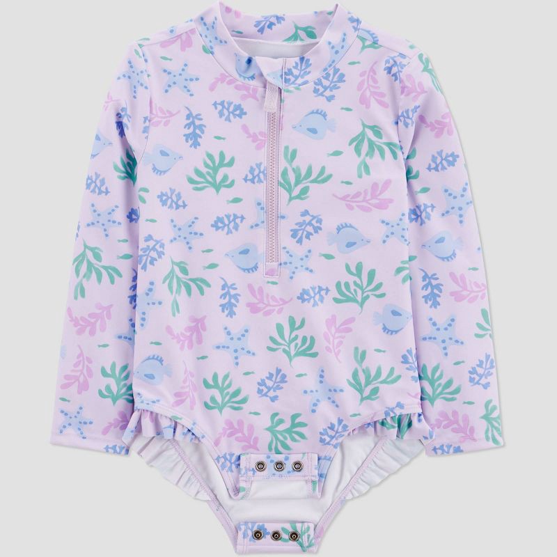 slide 2 of 4, Carter's Just One You® Toddler Girls' Long Sleeve Sea Life One Piece Rash Guard Swimsuit - Purple 12M, 1 ct