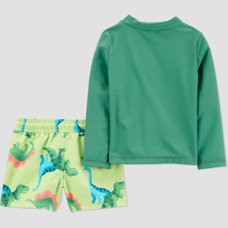 slide 2 of 4, Carter's Just One You® Toddler Boys' Long Sleeve Dino 2PC Rash Guard & Swim Trunk Set - Green 18M, 2 ct