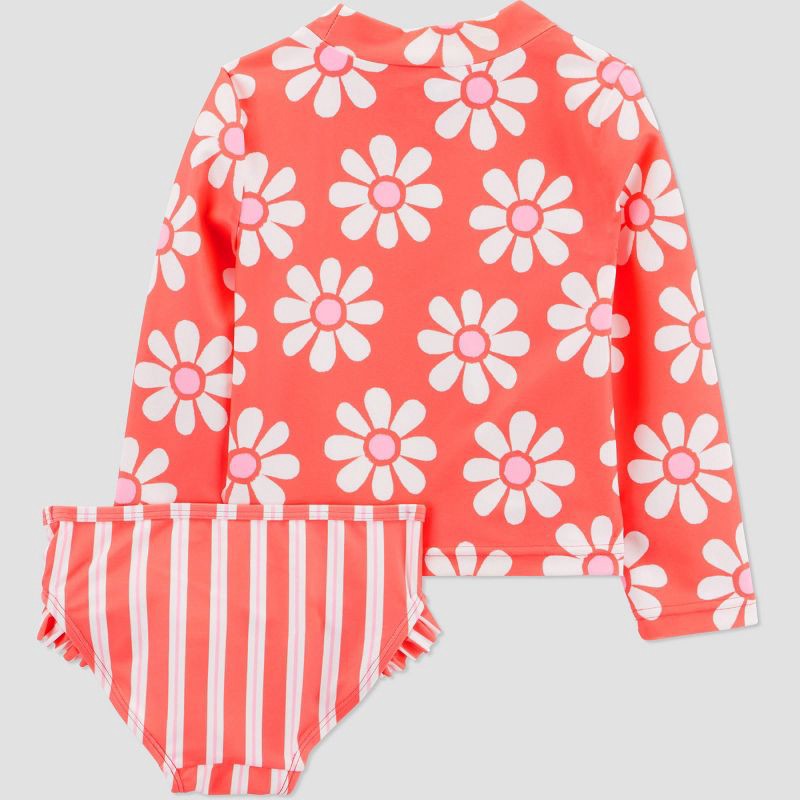 slide 2 of 4, Carter's Just One You® Toddler Girls' Long Sleeve Floral Stripe 2PC Rash Guard Swim Set - Pink 12M, 2 ct