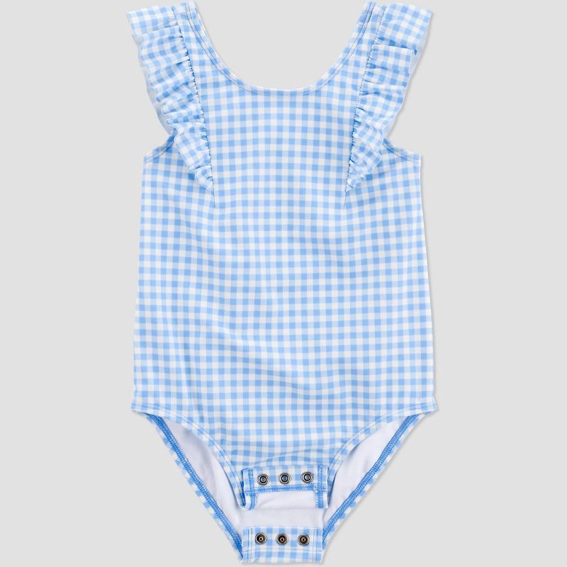 slide 2 of 4, Carter's Just One You®️ Baby Girls' Ruffle Gingham One Piece Swimsuit - Blue 12M, 1 ct