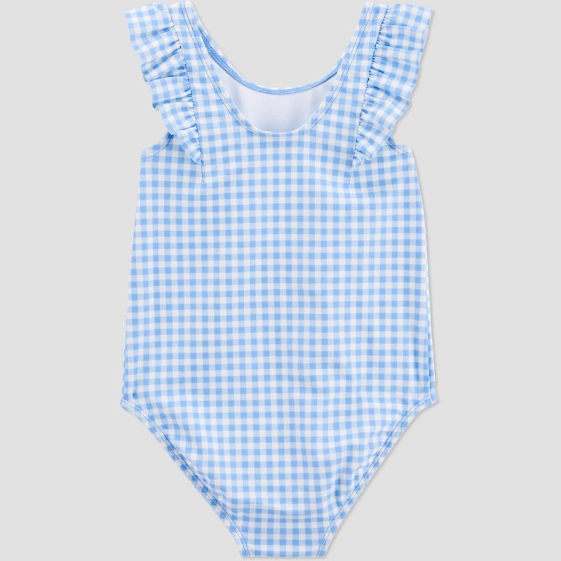slide 4 of 4, Carter's Just One You®️ Baby Girls' Ruffle Gingham One Piece Swimsuit - Blue 12M, 1 ct