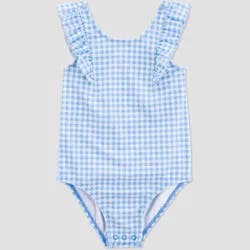 Carter's Just One You®️ Baby Girls' Ruffle Gingham One Piece Swimsuit - Blue 12M