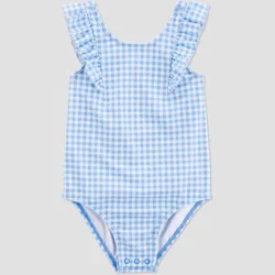 Carter's Just One You®️ Toddler Girls' Ruffle Gingham One Piece Swimsuit - Blue 4T