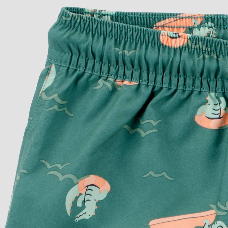 slide 5 of 5, Carter's Just One You® Toddler Boys' Long Sleeve Gator 2PC Rash Guard & Swim Trunk Set - Orange 18M, 2 ct