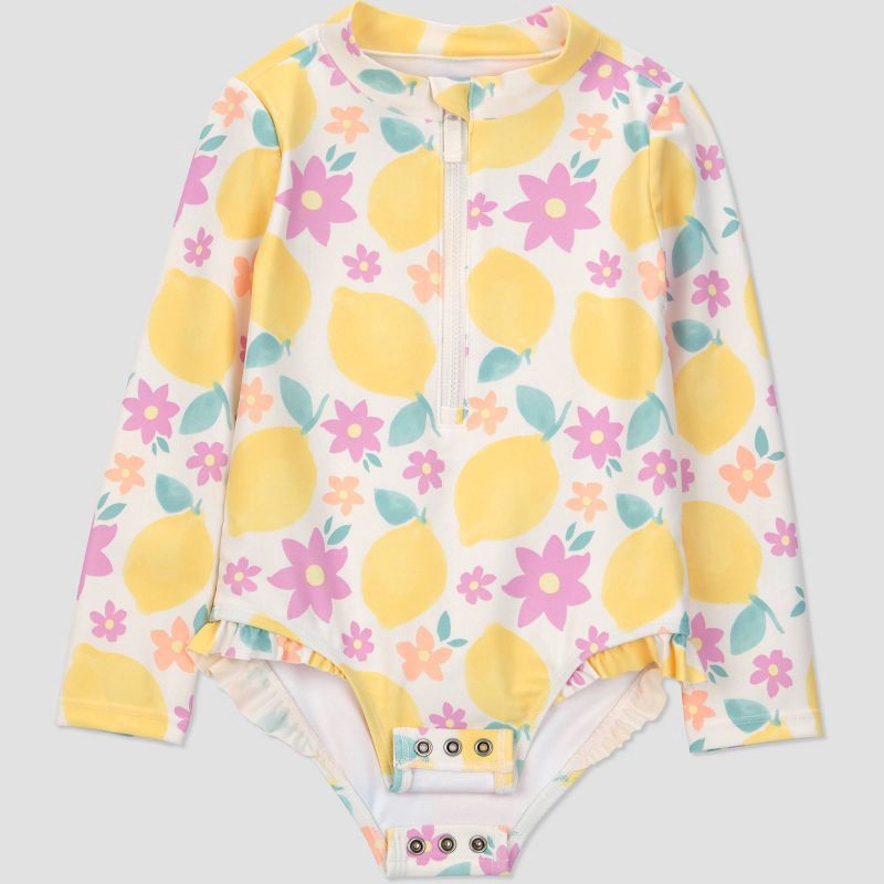 slide 3 of 4, Carter's Just One You® Toddler Girls' Long Sleeve Lemon One Piece Rash Guard Swimsuit - Yellow 18M, 1 ct