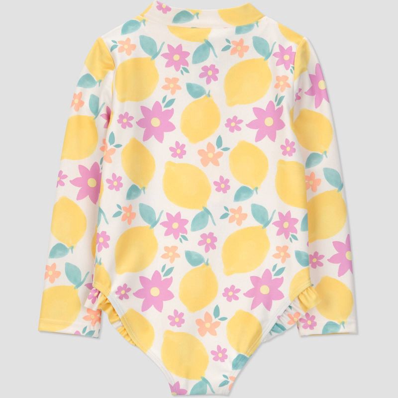 slide 4 of 4, Carter's Just One You® Toddler Girls' Long Sleeve Lemon One Piece Rash Guard Swimsuit - Yellow 5T, 1 ct