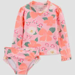 Carter's Just One You® Toddler Girls' Long Sleeve Floral 2PC Rash Guard Swim Set - Pink 18M