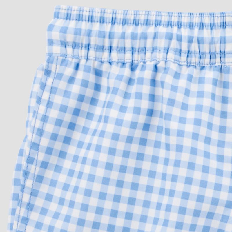 slide 4 of 4, Carter's Just One You® Toddler Boys' Long Sleeve Gingham 2PC Rash Guard & Swim Trunk Set - Blue 12M, 2 ct