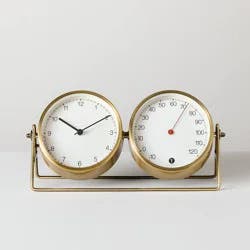 Hearth & Hand with Magnolia Analog Table Clock and Thermometer Brass - Hearth & Hand™ with Magnolia