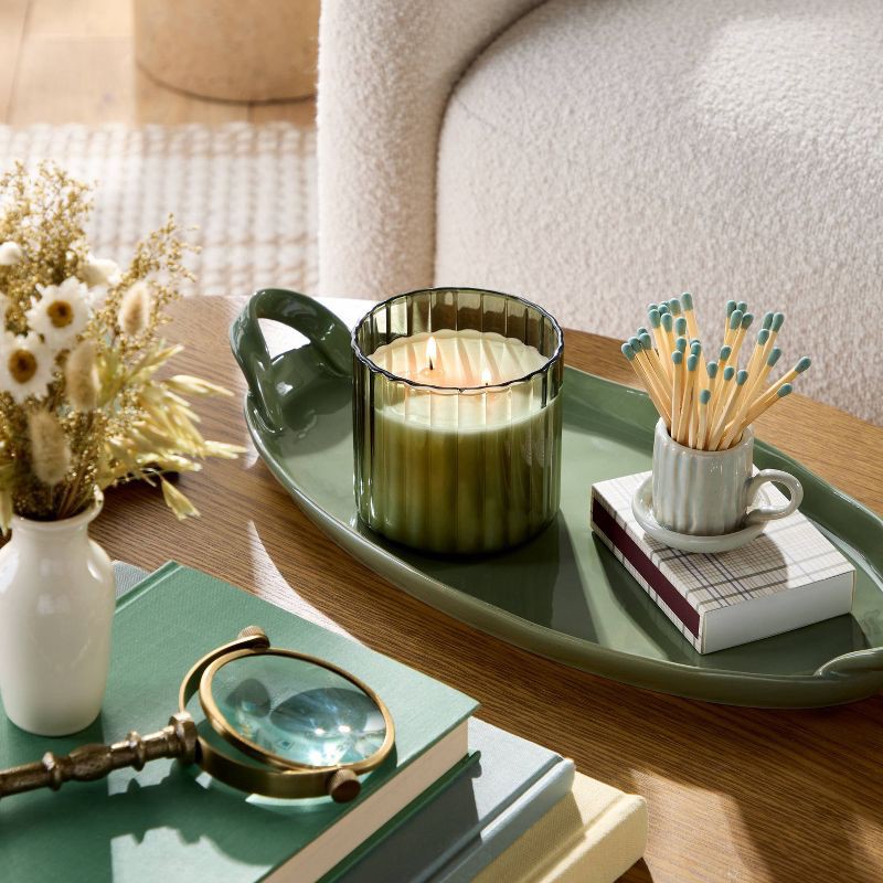 slide 2 of 4, Hearth & Hand with Magnolia 16"x7.75" Ceramic Decorative Tray Green - Hearth & Hand™ with Magnolia, 1 ct