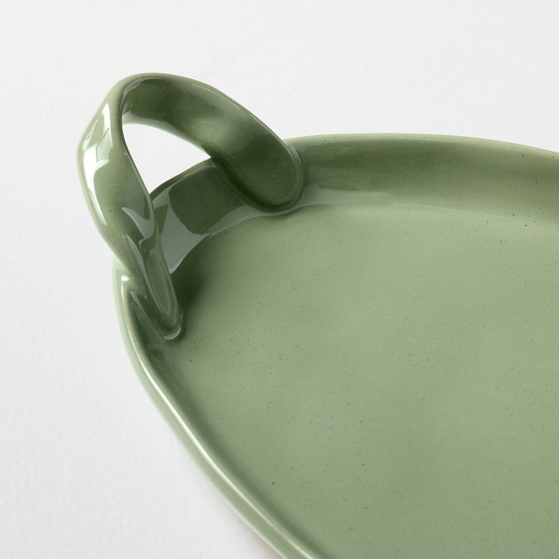 slide 4 of 4, Hearth & Hand with Magnolia 16"x7.75" Ceramic Decorative Tray Green - Hearth & Hand™ with Magnolia, 1 ct