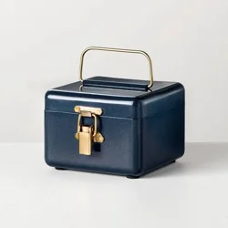 Hearth & Hand w/Magnolia Furniture Metal Box with Brass Closure Navy - Hearth & Hand™ with Magnolia