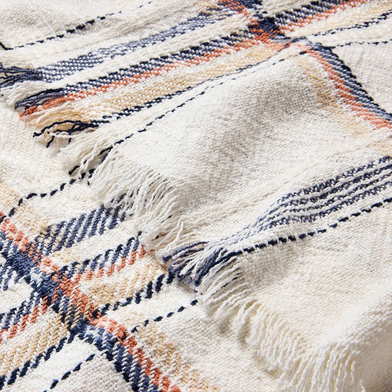 slide 3 of 3, Hearth & Hand with Magnolia Plaid Woven Throw Blanket Sour Cream/Blue - Hearth & Hand™ with Magnolia, 1 ct