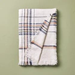 Hearth & Hand with Magnolia Plaid Woven Throw Blanket Sour Cream/Blue - Hearth & Hand™ with Magnolia