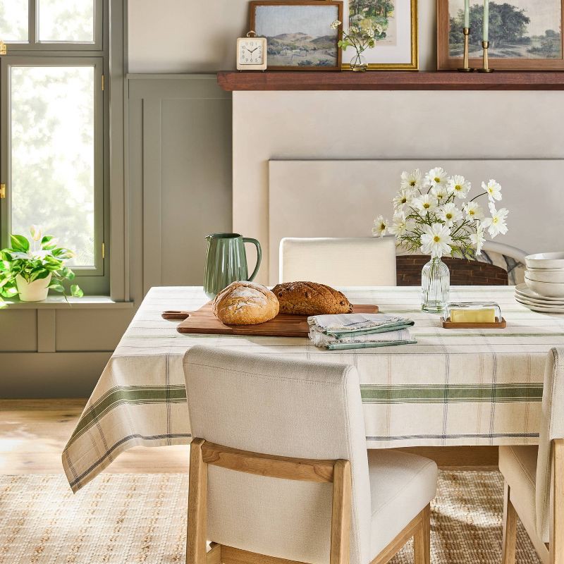 slide 2 of 3, Hearth & Hand with Magnolia 60"x84" Plaid Tablecloth Cream/Green - Hearth & Hand™ with Magnolia, 1 ct