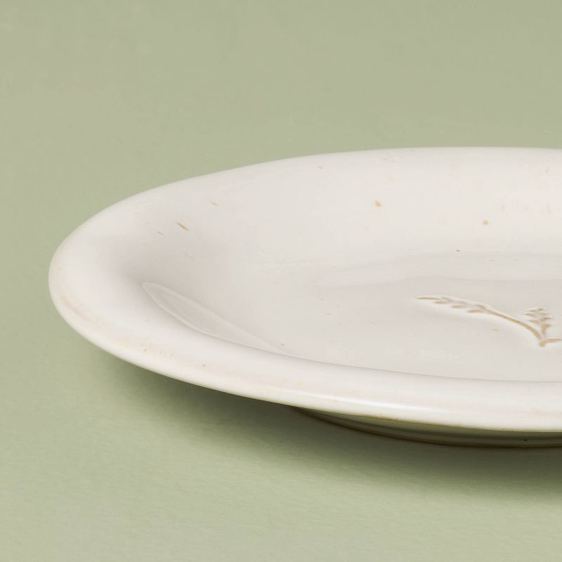 slide 4 of 4, Hearth & Hand with Magnolia Set of 4 6.5" Stoneware Embossed Leaf Appetizer Plates Sour Cream - Hearth & Hand™ with Magnolia, 1 ct
