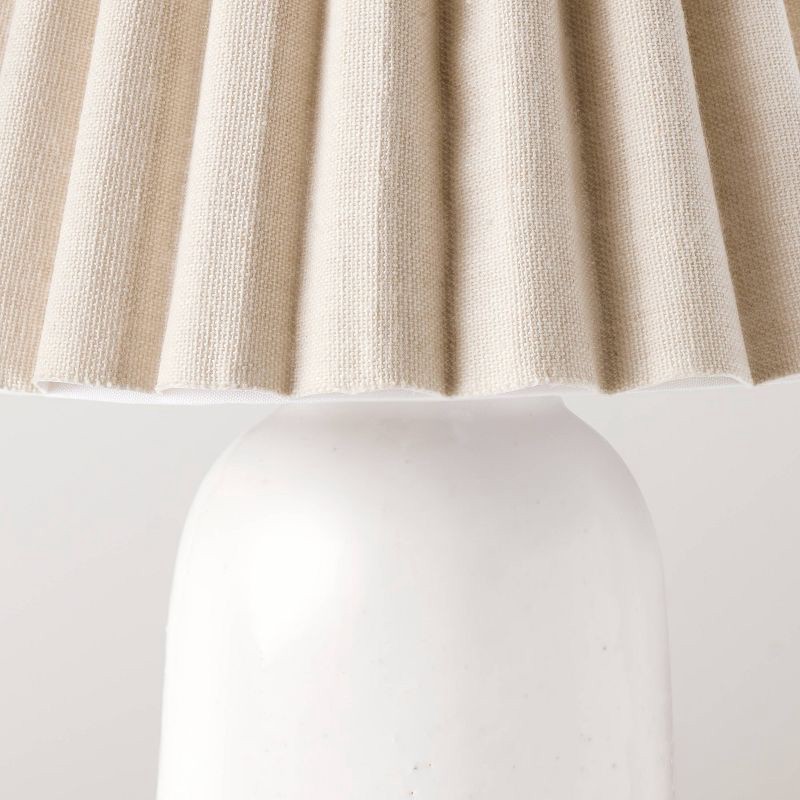 slide 4 of 4, Hearth & Hand with Magnolia Ceramic Lamp with Scallop Shade Sour Cream/Oatmeal - Hearth & Hand™ with Magnolia, 1 ct