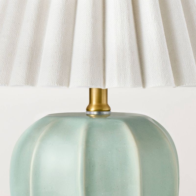 slide 4 of 4, Hearth & Hand with Magnolia Ceramic Lamp with Scallop Shade Blue/Ivory - Hearth & Hand™ with Magnolia, 1 ct