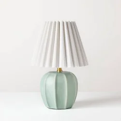Hearth & Hand with Magnolia Ceramic Lamp with Scallop Shade Blue/Ivory - Hearth & Hand™ with Magnolia
