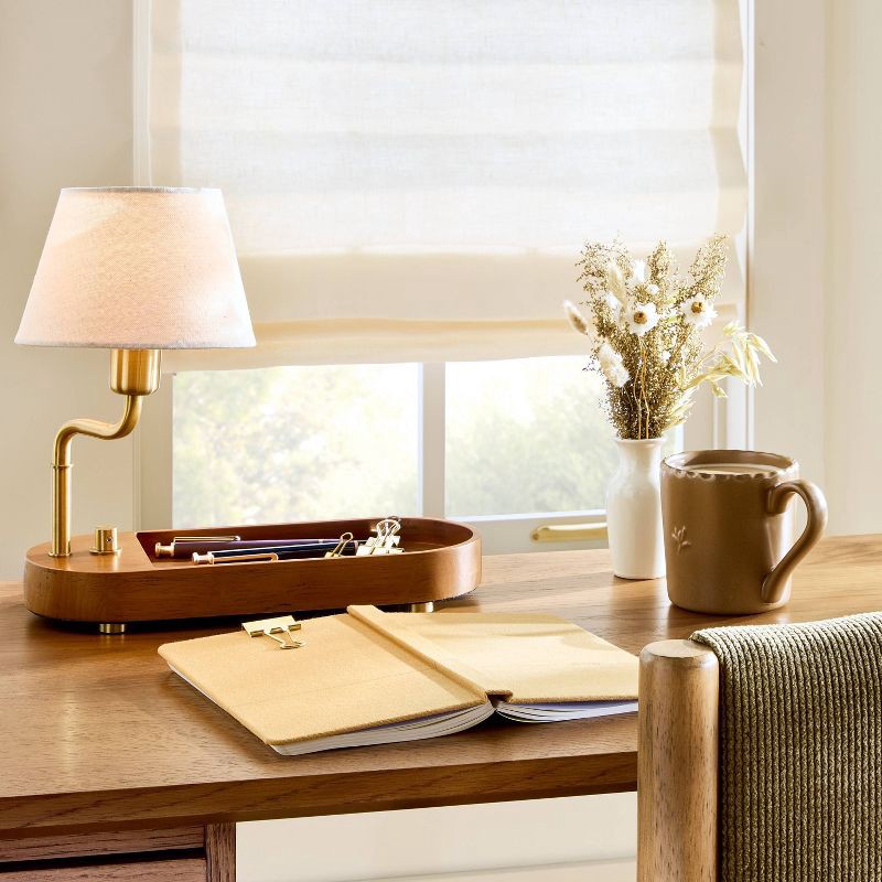 slide 2 of 5, Hearth & Hand with Magnolia Swivel Accent Table Lamp with Mid Tone Wood Tray - Hearth & Hand™ with Magnolia, 1 ct