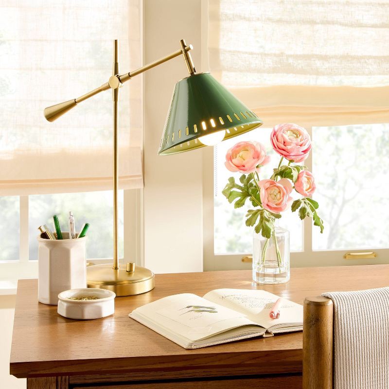 slide 2 of 4, Hearth & Hand with Magnolia Hinge Desk Table Lamp Green/Brass - Hearth & Hand™ with Magnolia, 1 ct