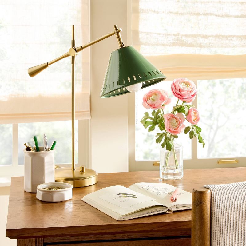 slide 3 of 4, Hearth & Hand with Magnolia Hinge Desk Table Lamp Green/Brass - Hearth & Hand™ with Magnolia, 1 ct