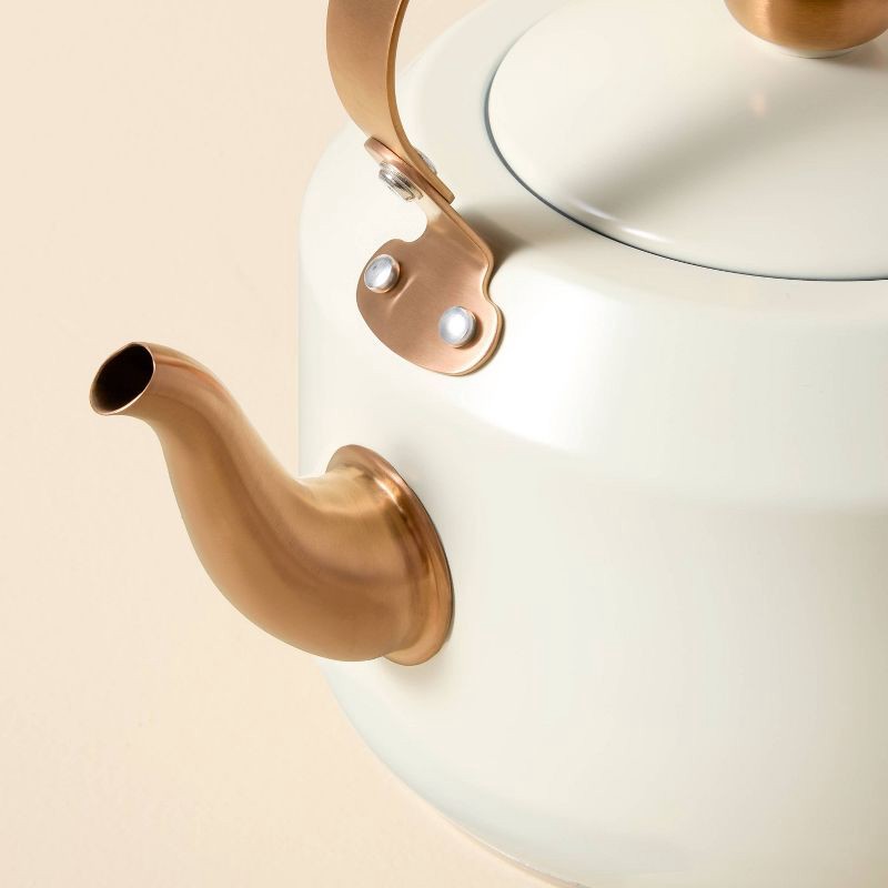 slide 3 of 5, Hearth & Hand with Magnolia 2qt Coated Tea Kettle Sour Cream - Hearth & Hand™ with Magnolia, 2 qt