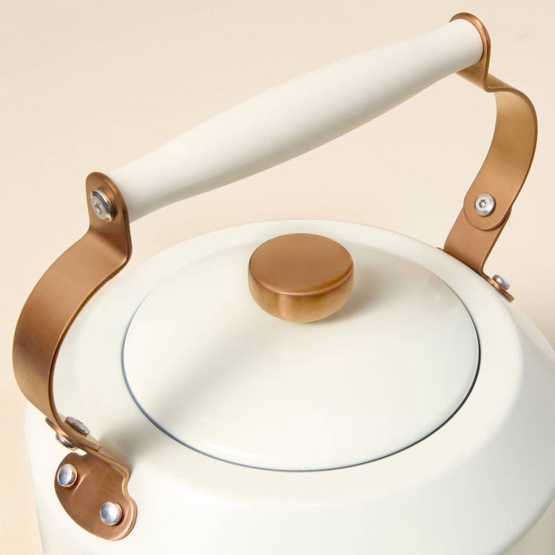 slide 4 of 5, Hearth & Hand with Magnolia 2qt Coated Tea Kettle Sour Cream - Hearth & Hand™ with Magnolia, 2 qt