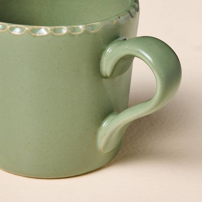 slide 5 of 5, Hearth & Hand with Magnolia 8 fl oz Pinched Edge Teacup with Saucer and Spoon Green - Hearth & Hand™ with Magnolia, 8 fl oz