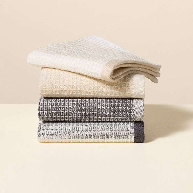 slide 1 of 3, Hearth & Hand with Magnolia Set of 4 Waffle Dishcloths Natural/Gray - Hearth & Hand™ with Magnolia, 1 ct
