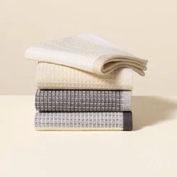 Hearth & Hand with Magnolia Set of 4 Waffle Dishcloths Natural/Gray - Hearth & Hand™ with Magnolia