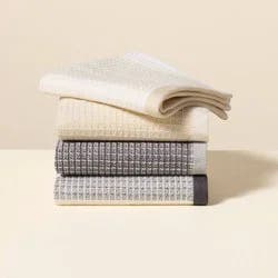 Hearth & Hand with Magnolia Set of 4 Waffle Dishcloths Natural/Gray - Hearth & Hand™ with Magnolia