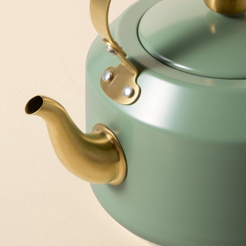 slide 3 of 5, Hearth & Hand with Magnolia 2qt Coated Tea Kettle Bright Olive - Hearth & Hand™ with Magnolia, 2 qt