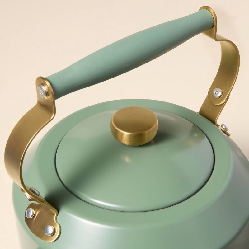 slide 4 of 5, Hearth & Hand with Magnolia 2qt Coated Tea Kettle Bright Olive - Hearth & Hand™ with Magnolia, 2 qt