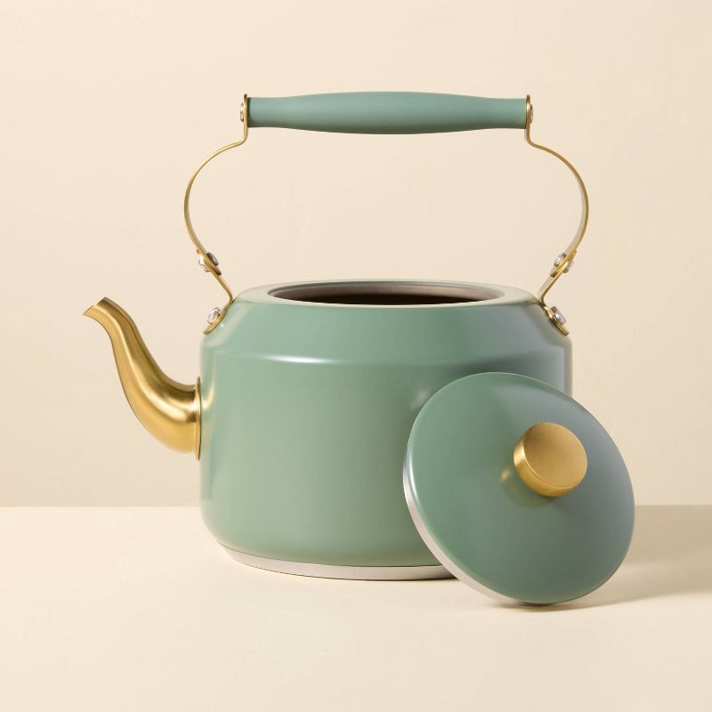 slide 5 of 5, Hearth & Hand with Magnolia 2qt Coated Tea Kettle Bright Olive - Hearth & Hand™ with Magnolia, 2 qt