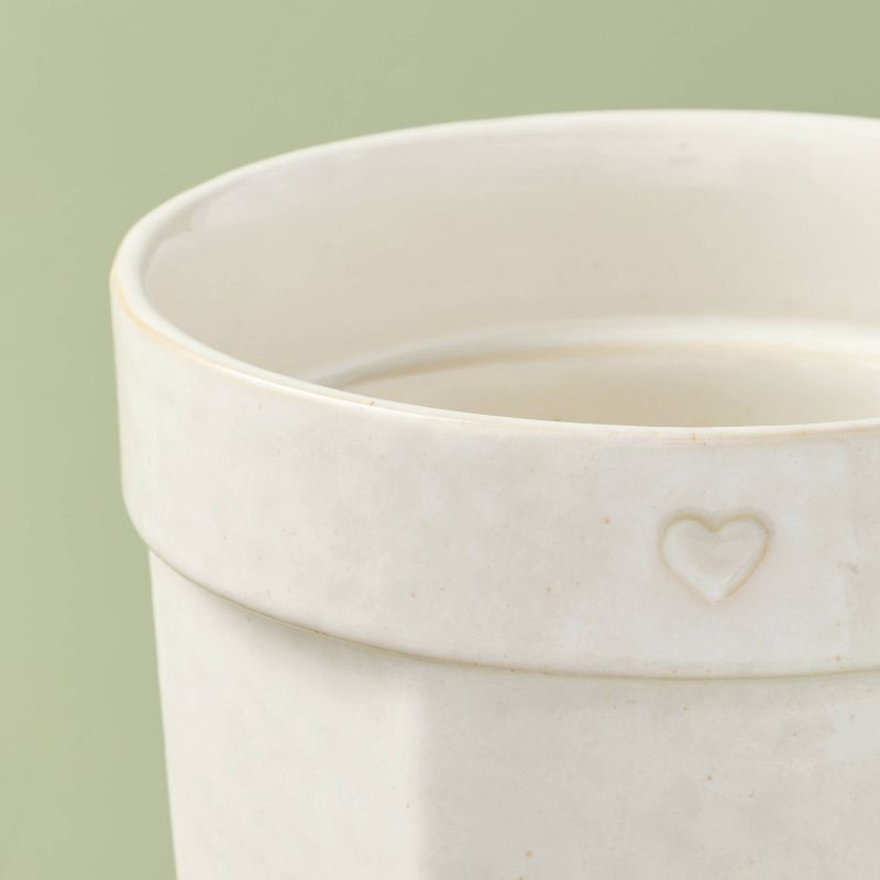 slide 4 of 4, Hearth & Hand with Magnolia 6" Ceramic Planter Pot with Heart Sour Cream - Hearth & Hand™ with Magnolia, 1 ct