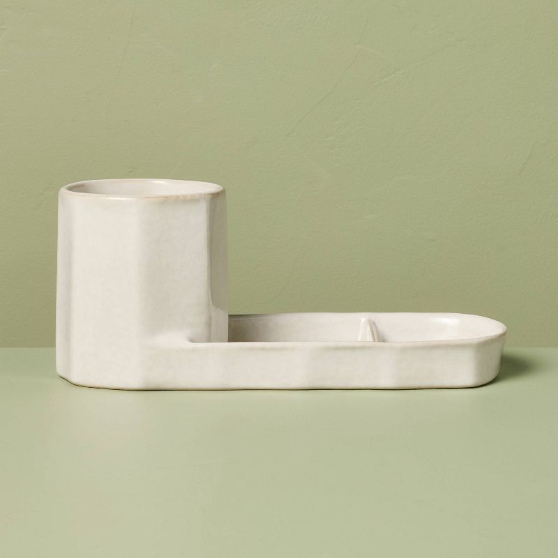 slide 1 of 4, Hearth & Hand with Magnolia Stoneware Sink Caddy Sour Cream - Hearth & Hand™ with Magnolia, 1 ct