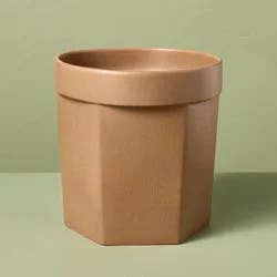 Hearth & Hand with Magnolia 9" Carved Ceramic Planter Pot Macadamia Tan - Hearth & Hand™ with Magnolia