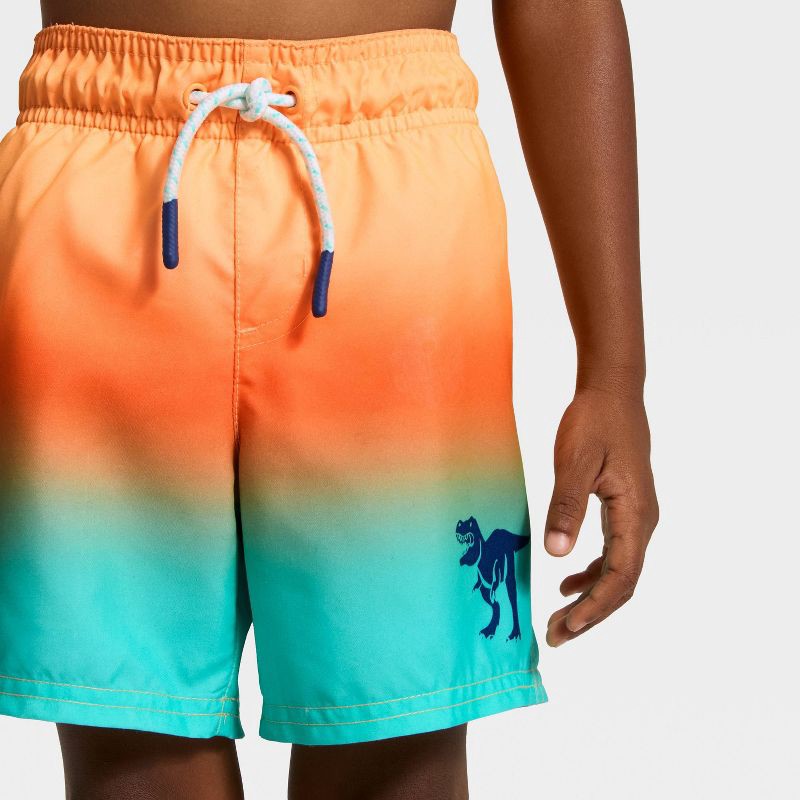 slide 3 of 3, Infant Boys' Ombre Dino Swim Trunks - Cat & Jack™ Bright Orange 12M, 1 ct