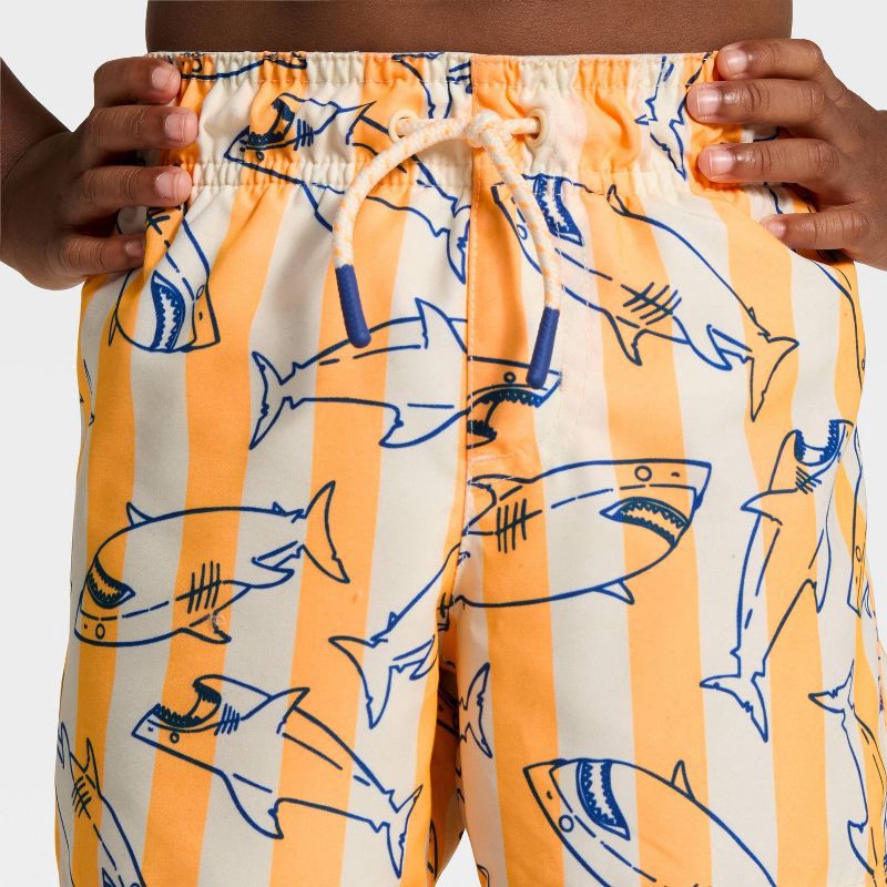 slide 2 of 3, Infant Boys' Shark Stripe Swim Trunks - Cat & Jack™ Orange 12M, 1 ct