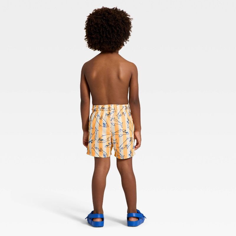 slide 2 of 3, Toddler Boys' Shark Stripe Swim Trunks - Cat & Jack™ Orange 5T, 1 ct