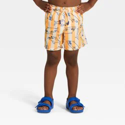 Toddler Boys' Shark Stripe Swim Trunks - Cat & Jack™ Orange 5T