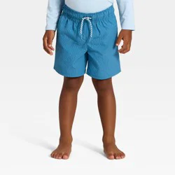 Infant Boys' Seersucker Solid Swim Trunks - Cat & Jack™ Blue 12M