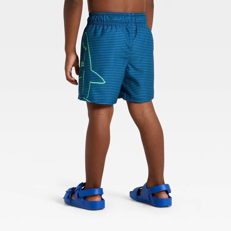 slide 2 of 3, Toddler Boys' Striped Shark Swim Trunks - Cat & Jack™ Navy Blue 4T, 1 ct