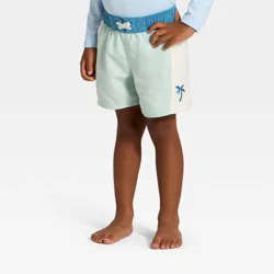 Toddler Boys' Colorblock Palm Tree Board Short Swim Trunks - Cat & Jack™ Green 2T