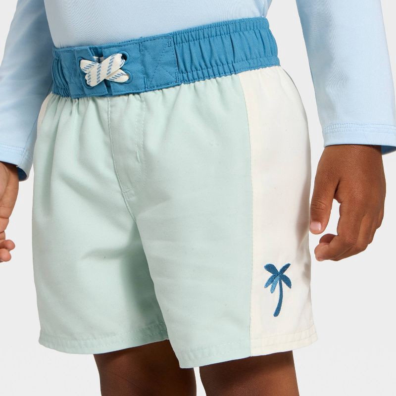slide 2 of 3, Toddler Boys' Colorblock Palm Tree Board Short Swim Trunks - Cat & Jack™ Green 3T, 1 ct