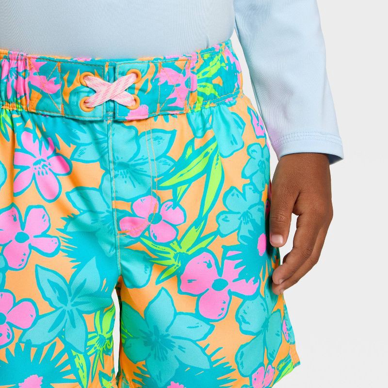 slide 3 of 3, Toddler Boys' Tropical Floral Swim Trunks - Cat & Jack™ 3T, 1 ct