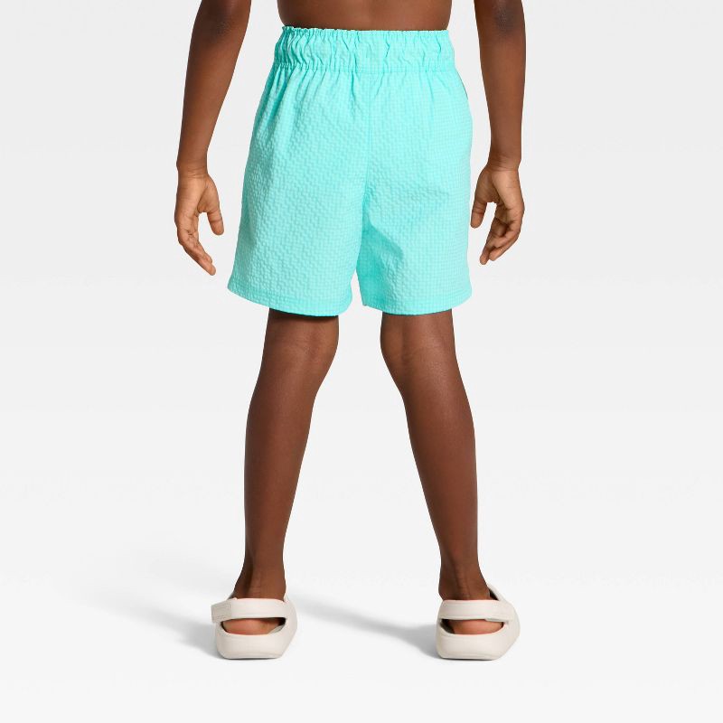 slide 2 of 3, Toddler Boys' Seersucker Solid Swim Trunks - Cat & Jack™ Bright Aqua 3T, 1 ct
