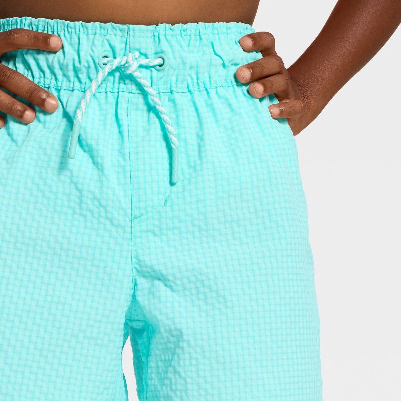 slide 3 of 3, Toddler Boys' Seersucker Solid Swim Trunks - Cat & Jack™ Bright Aqua 4T, 1 ct