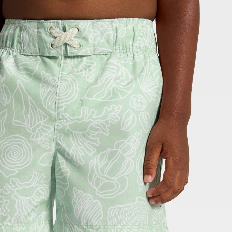 slide 3 of 3, Toddler Boys' Seashell Board Short Swim Trunks - Cat & Jack™ Green 3T, 1 ct